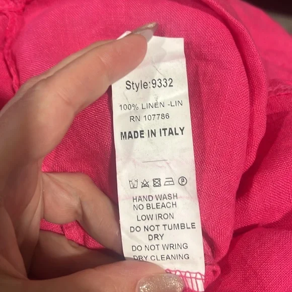 Flora Ashley NEW 9332 Hot Pink Linen Tunic Top SZ S - Picture 9 of 9